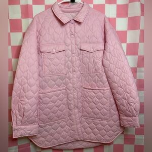 Pink Quilted Puffer Jacket Shacket